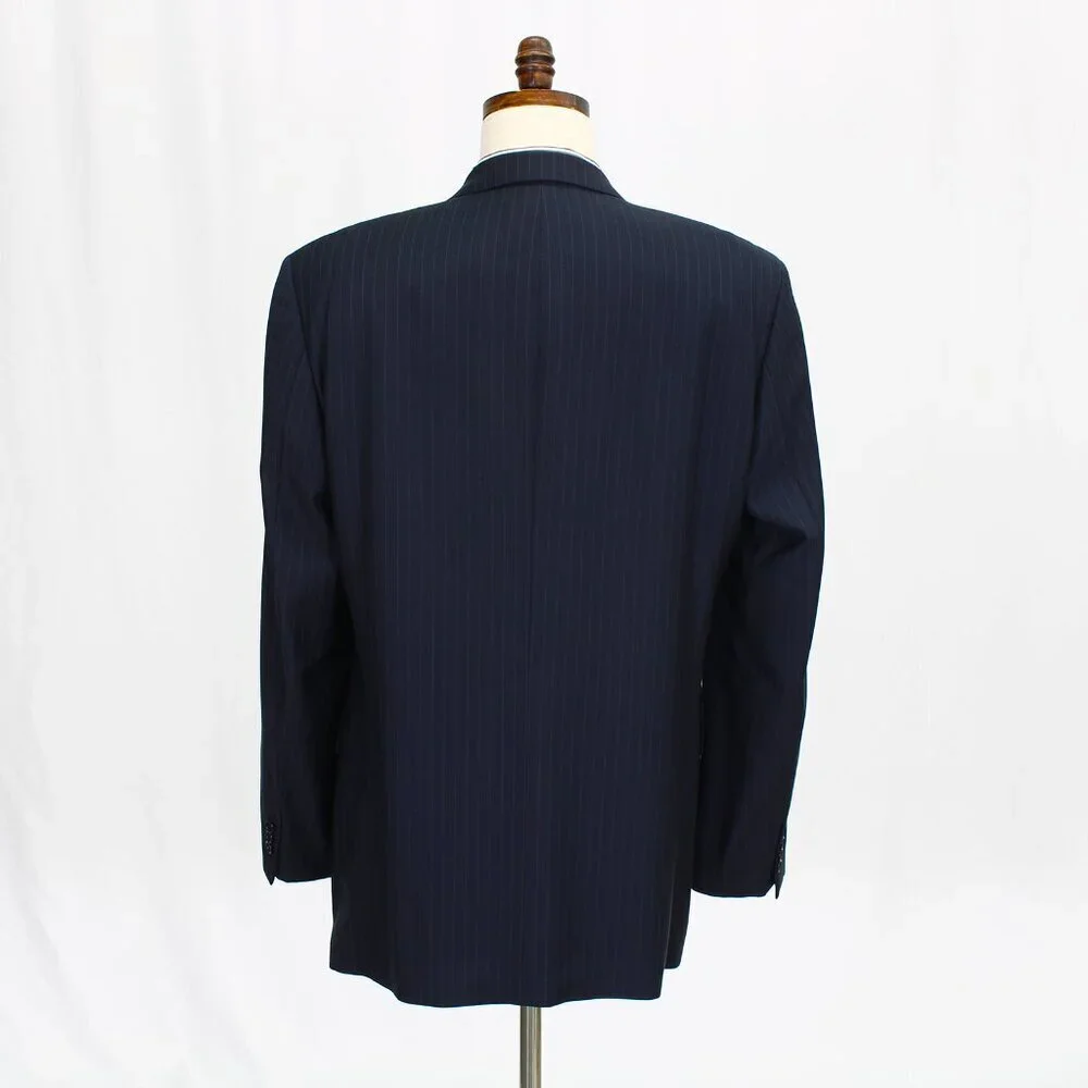 Hugo Boss 42L Navy Stripe 3-Button Wool Sport Coat Blazer Jacket P293